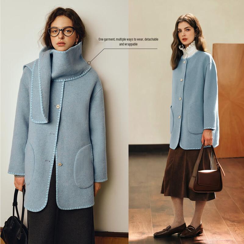 

Olrain Women s Luxury Warm Wool Blend Double-Sided Coat M