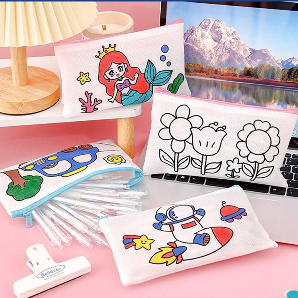 

Non Woven DIY Pen Bag Handmade Graffiti Pencil Box High Quality Stationery Organizer Student Gift