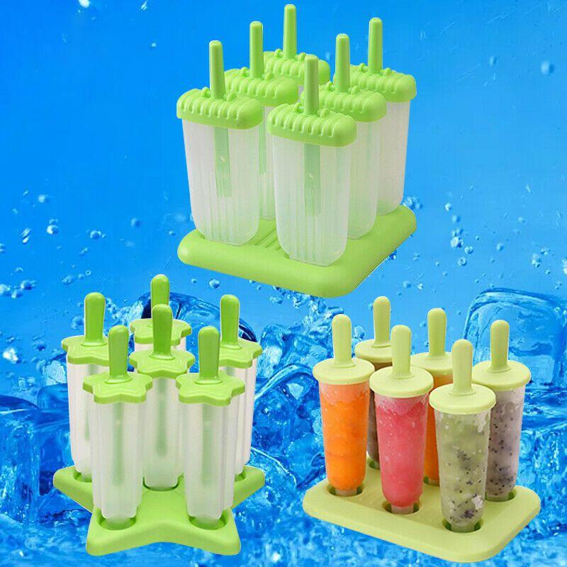 Bright Green 6pcs Pack Ice Lolly Cream Maker Mold For Diy Popsicle And Frozen Yogurt