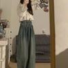 Damen Jeans Herbst/Winter High-Waist Weite Beine - Amerikanischer Retro-Stil, Lockere Passform, Bodenlange Hose