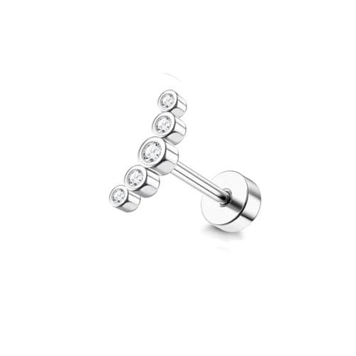 Drperfect Cartilage Earring Stainless Steel Helix Opal CZ Stud Earrings for Women Butterfly Flat Back Cartilage Piercing Jewelry