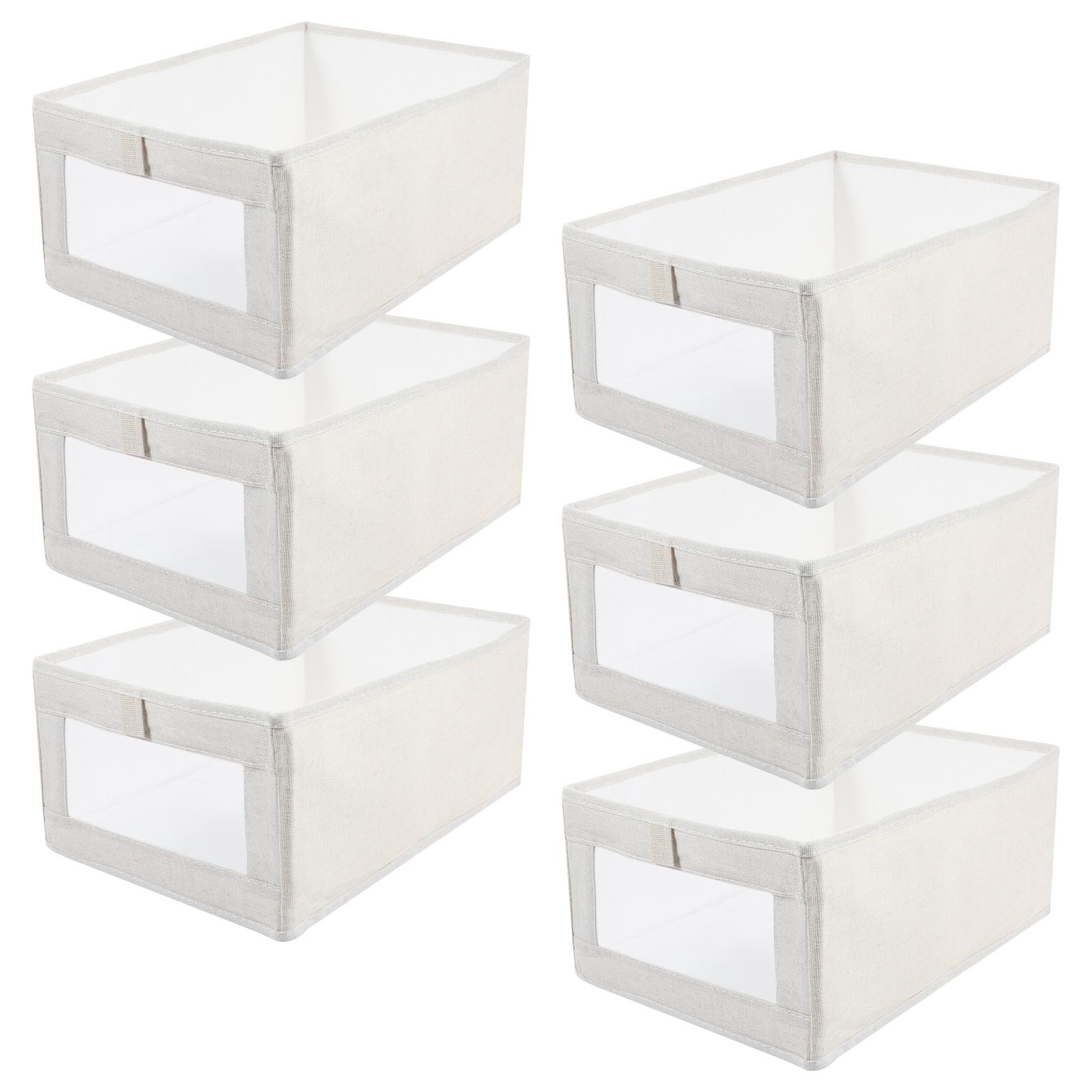 6Pcs Folding Cotton Linen Clothing Storage Box Wardrobe Clothing Toys Organizer Bins Multipurpose Laundry Basket