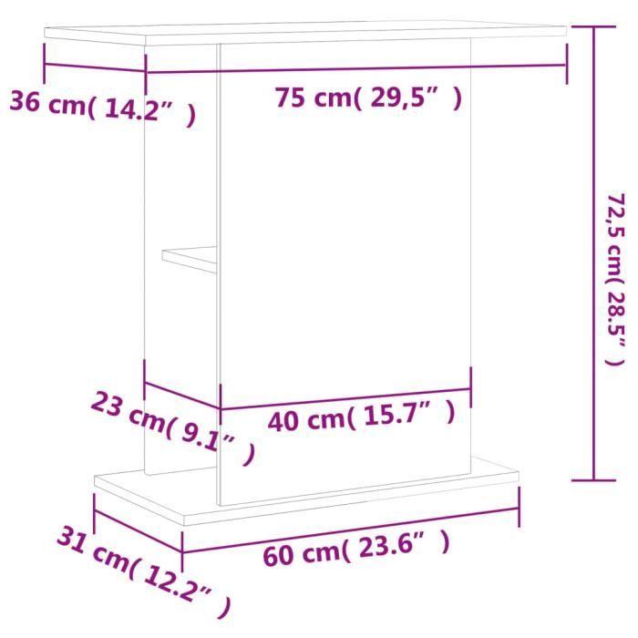 VidaXL Support d'aquarium gris béton 36x75x72,5 cm bois d'ingénierie 833651