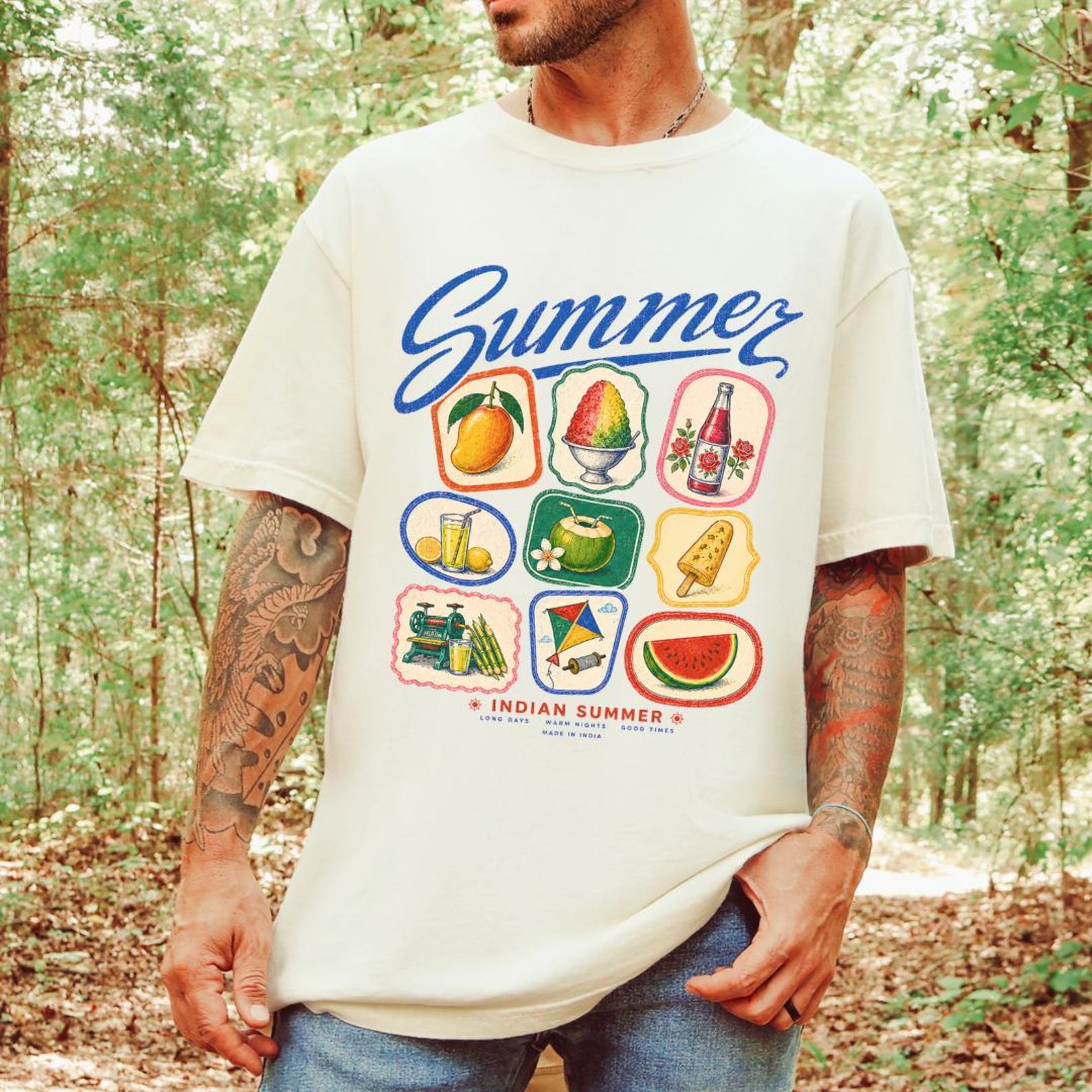 Indian Summer T-Shirt | Desi Cotton Tee, Indian American, Summer cotton crewneck 4XL
