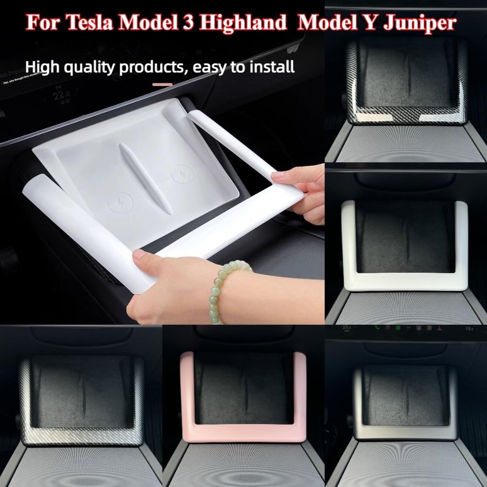 For Tesla Model Y Juniper 2025 Model 3 Highland Car Wireless Charging Silicone Pad Screen Protective Cover Center Panel Stickers