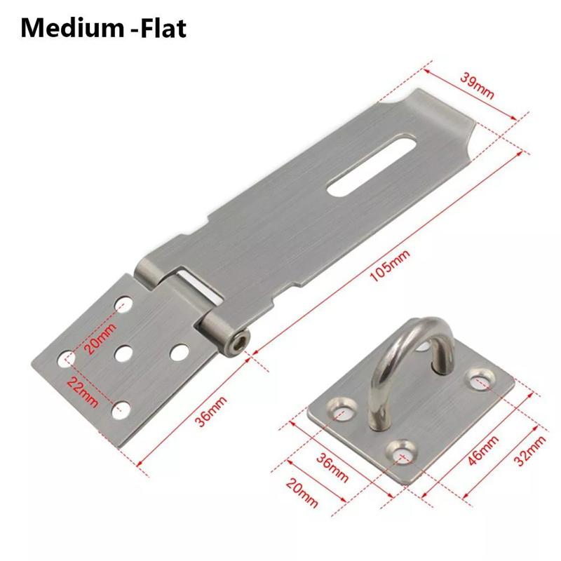 Stainless Steel Padlock Clasp Gate Hasp Staple Door 90 Degrees Latches Lock Shed Latch Household Burglar-Proof Hardware