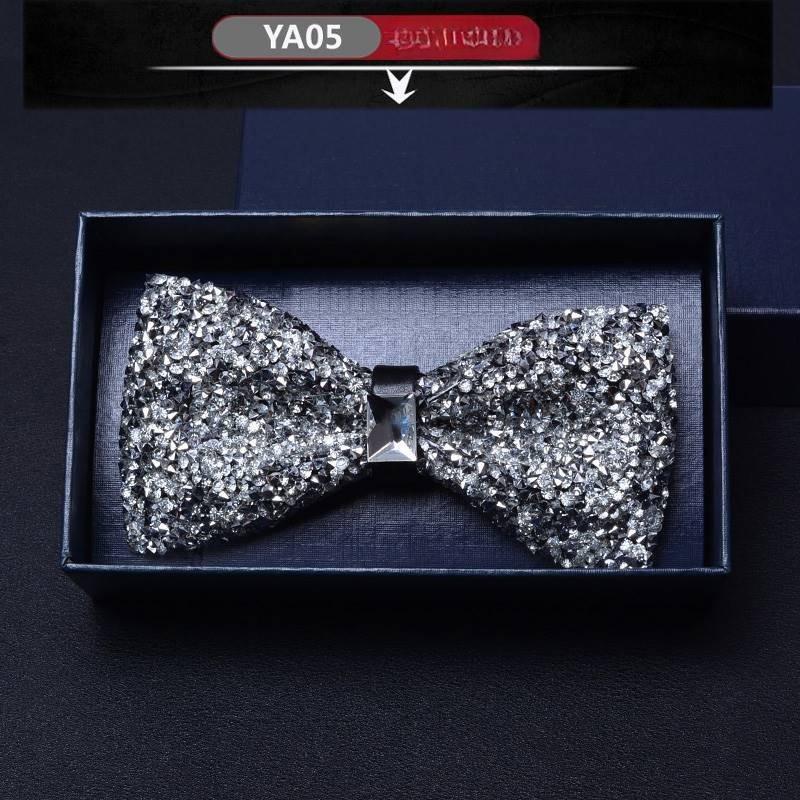 Sharp Flat Bow Tie Male Brotherhood Group 3D Crystal Fashion Wine Red Fashion Bow Tie