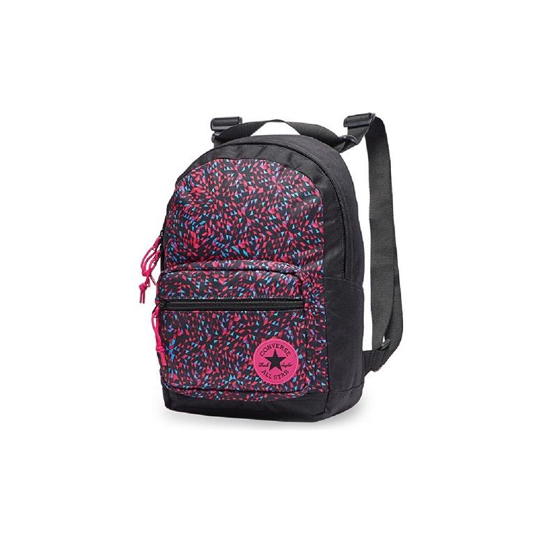 Converse Go Lo Backpack Logo Print Unisex Backpack Purple Red Black 10018261-A03 Fuchsia Black