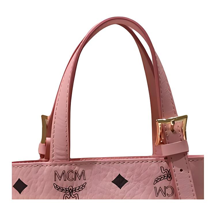 MCM Aren Visetos Classic Pattern Design Leather Bucket Bag Mini Women Handbags Pink MWTEATA01PZ001