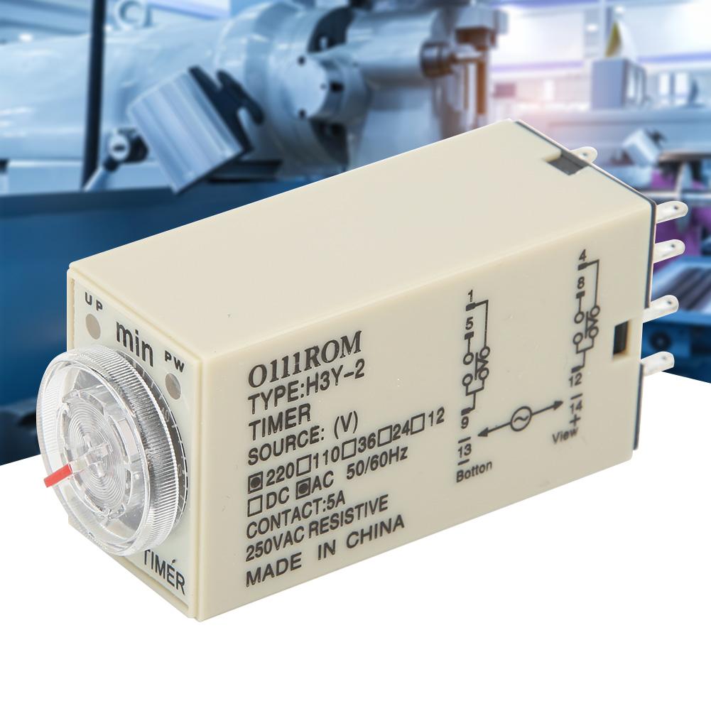 H3Y2 Delay Timer 8 Pin Timer Relay 0~60 Minutes Dial Type 5A for Multiple Purpose  Less Than Br More Than (220VAC )
