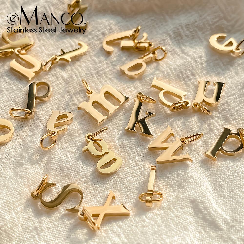 eManco Stainless Steel Cut 26 Letters Charm DIY Women's Necklace Bracelet Jewelry Making Factory Direct Sales