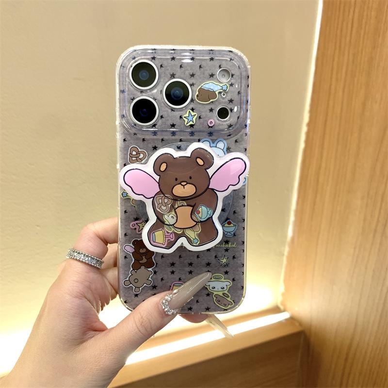 Little Bear Magnetic Star Stickers for iPhone 17/16 Pro Max/15/14 Cases - Japanese & Korean Style