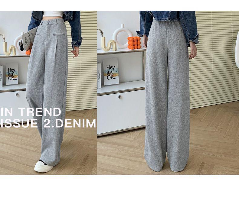 Petite High-Waisted Wide-Leg Sweatpants for Women, Versatile Slimming Straight-Leg, Perfect for Spring and Autumn.