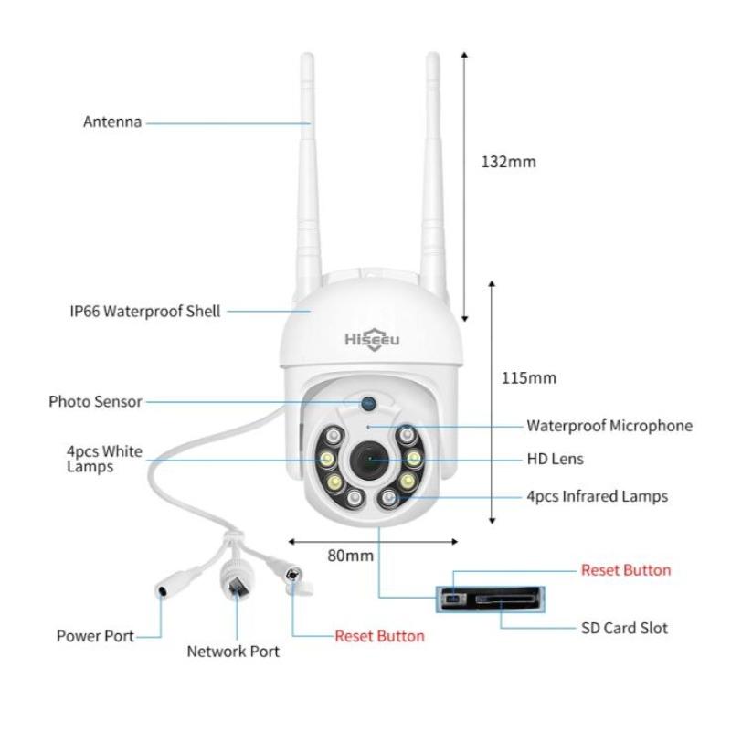 5MP PTZ 360 Degree View Security Camera Outdoor With IP66 Waterproof Full Color Night Vision