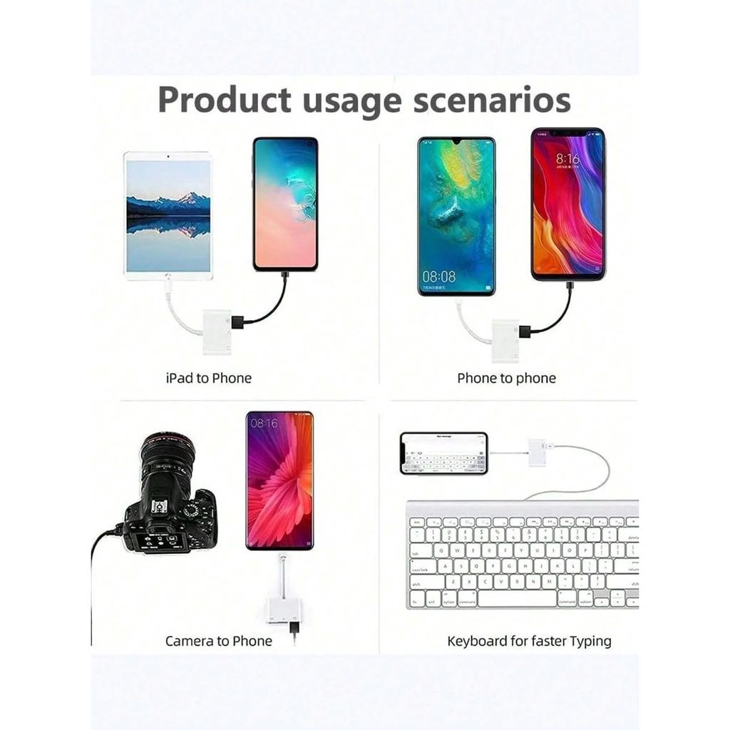3-in-1 Type C Card Reader SD TF Memory Card Reader OTG Adapter High Speed Data Transmitter for iPhone 15 16  Samsun Xiaomi