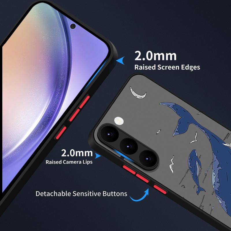 Wzorzyste etui na telefon ze zwierzętami oceanicznymi dla Samsunga S25 S24 Fe S22 Plus Ultra S23 S21 A56 A36 A55 A16 A54 A35 A52 A25 A15 A14 5g A32 4g Matowe twarde etui