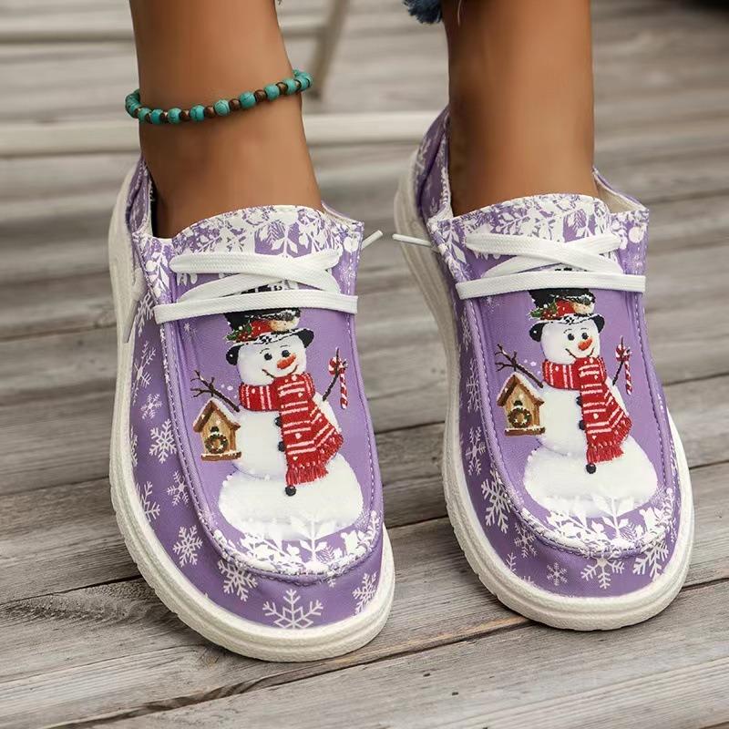 New Christmas snowman elf casual single shoes lightweight shallow mouth women's shoes