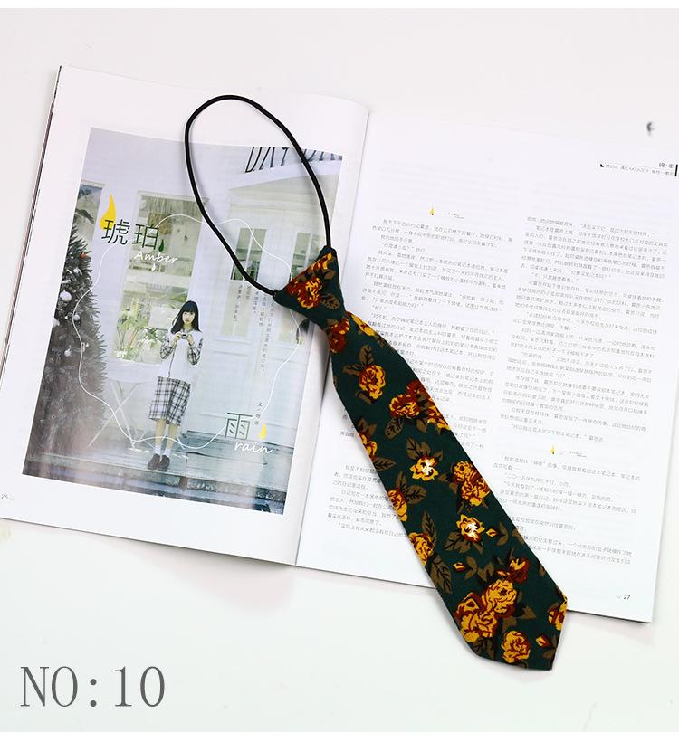 6CM Floral Lazy-tie Rubber Band Neckties For Women College Girls Shirt Uniform Neckwear Korean Style Narrow Knot Free Small Ties