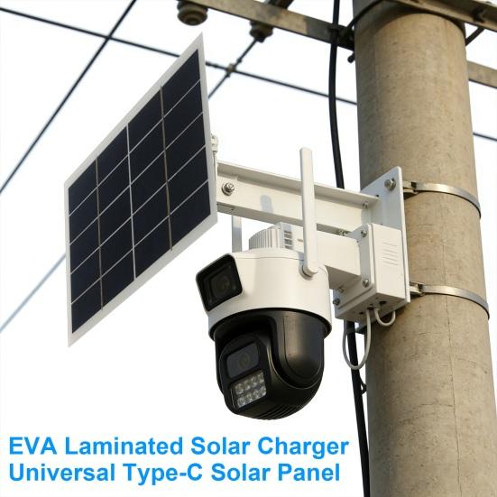 Solar Panel 3W Polycrystalline Silicon Portable Solar Charger with Type-C Output Security Cameras Camping Solar