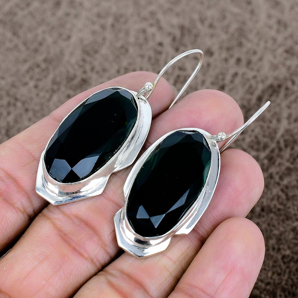 Chrome Diopside Gemstone Handmade 925 Sterling Silver Jewelry Earring 2.05" KKG-599