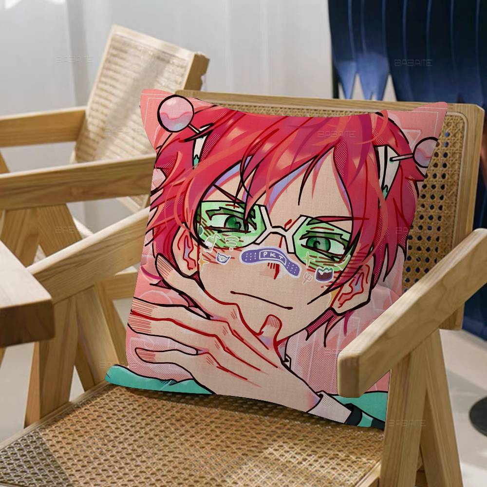 Comedy Anime Saiki Kusuo Pillow Gift Home Office Decoration Bedroom Sofa Car Cushion Cover Case X