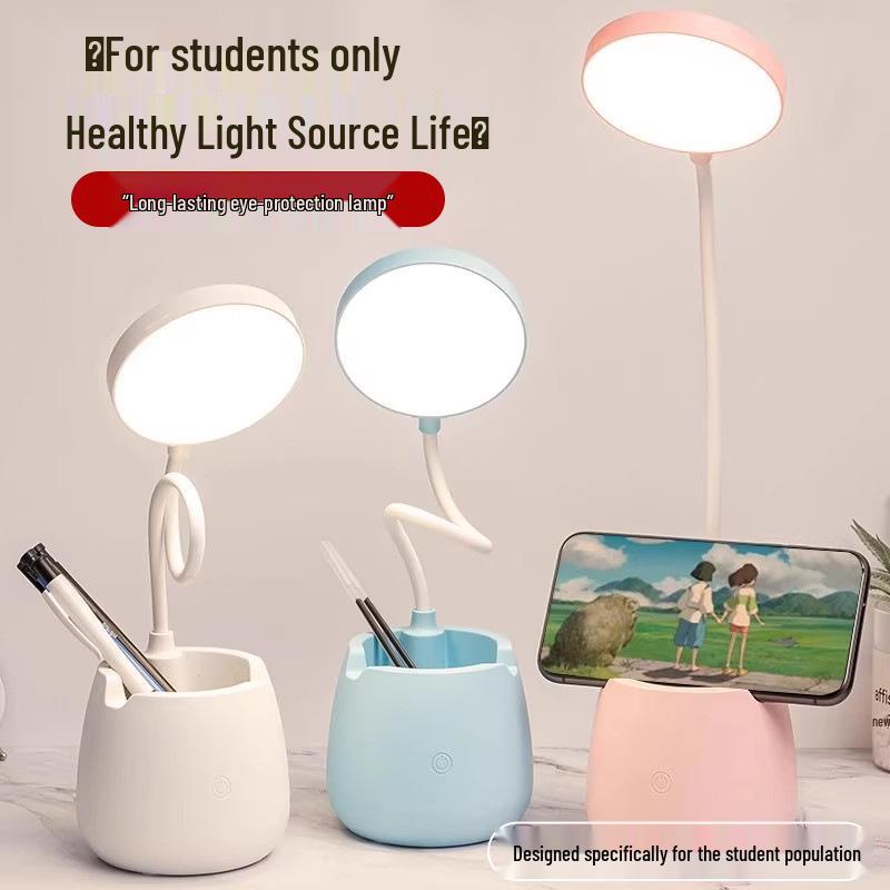 Rechargeable LED Desk Lamp - Eye Protection for Study, Dorm, Bedroom, and Bedside Reading.
