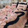 Black Bow Cotton Bedding Set, Princess Style Cute Girl Skin Friendly Soft Duvet Cover, Bed Sheet or Bed Skirt Pillowcase