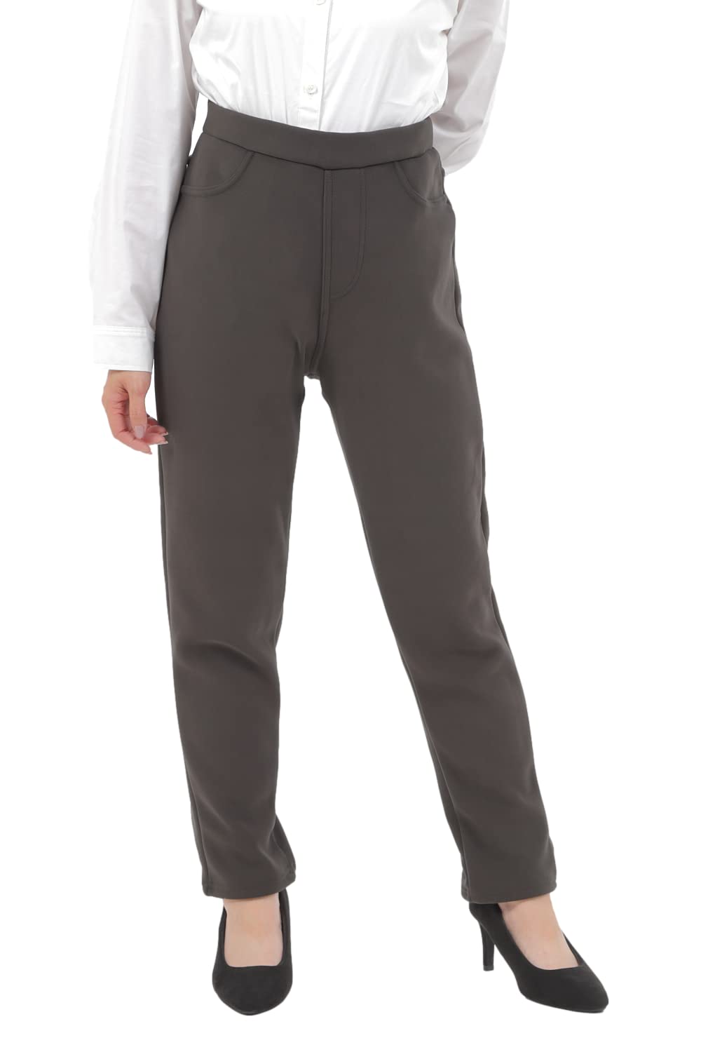 

Onion Cross Warm Long Pants with a Beautiful Fleece and Warmth Women s Pants, Leg, Stretch, Lining, (L, Khaki)