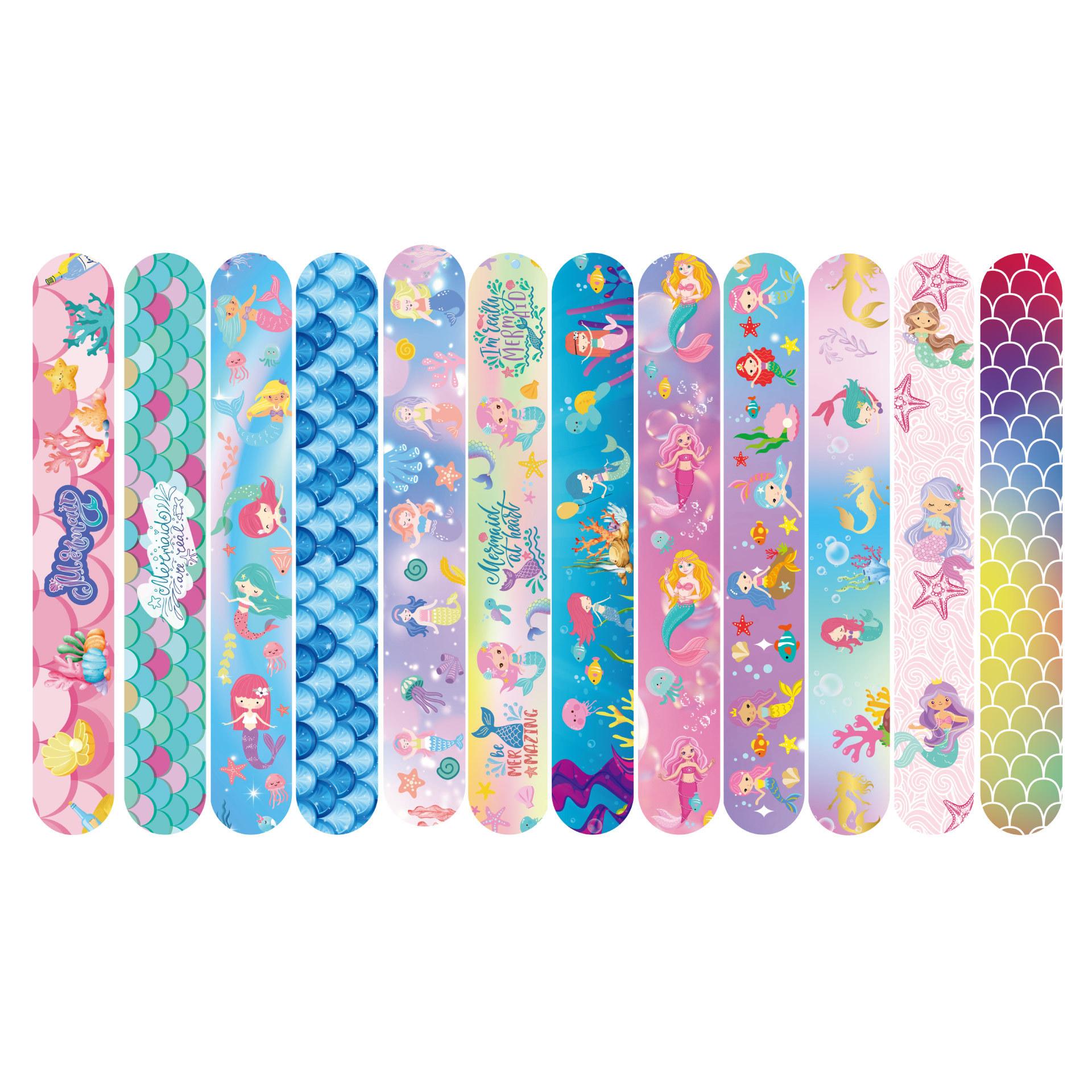 

10 шт. Радужный ПВХ Русалка Детский Хлопающий Браслет Хлопающий Подарки Украшения для Вечеринки Счастливые Дети Девочки Океанский Мир День Рождения Вечеринка Сувениры