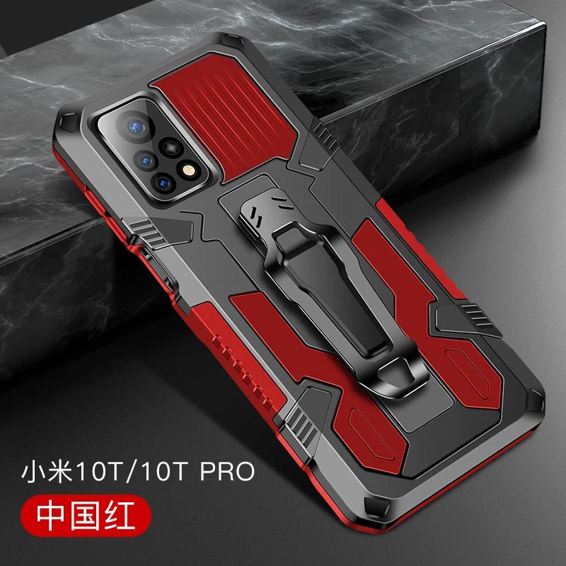 Metal Belt Clip Armor Shockproof Phone Case For Xiaomi Mi 11 Lite 5G NE 10T 11T Pro TPU Frame Plastic Kickstand Back Cover