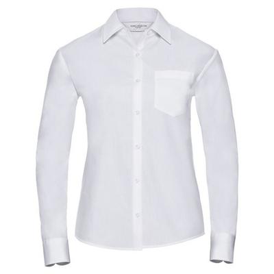 Russell Collection Womens/Ladies Classic Cotton Poplin Easy-Care Long-Sleeved Shirt