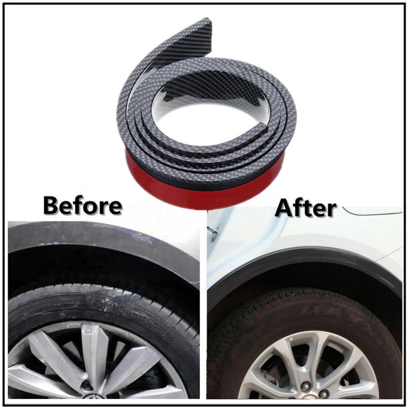 2X 15M Car Fender Flare Extension Wheel Eyebrow Moulding Protector Carbon Fiber