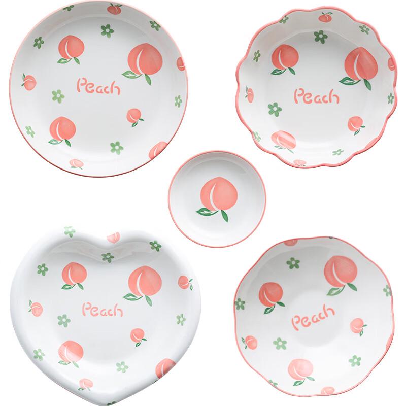 Zhishi Japanese Style Peach Blossom Ceramic Dinnerware