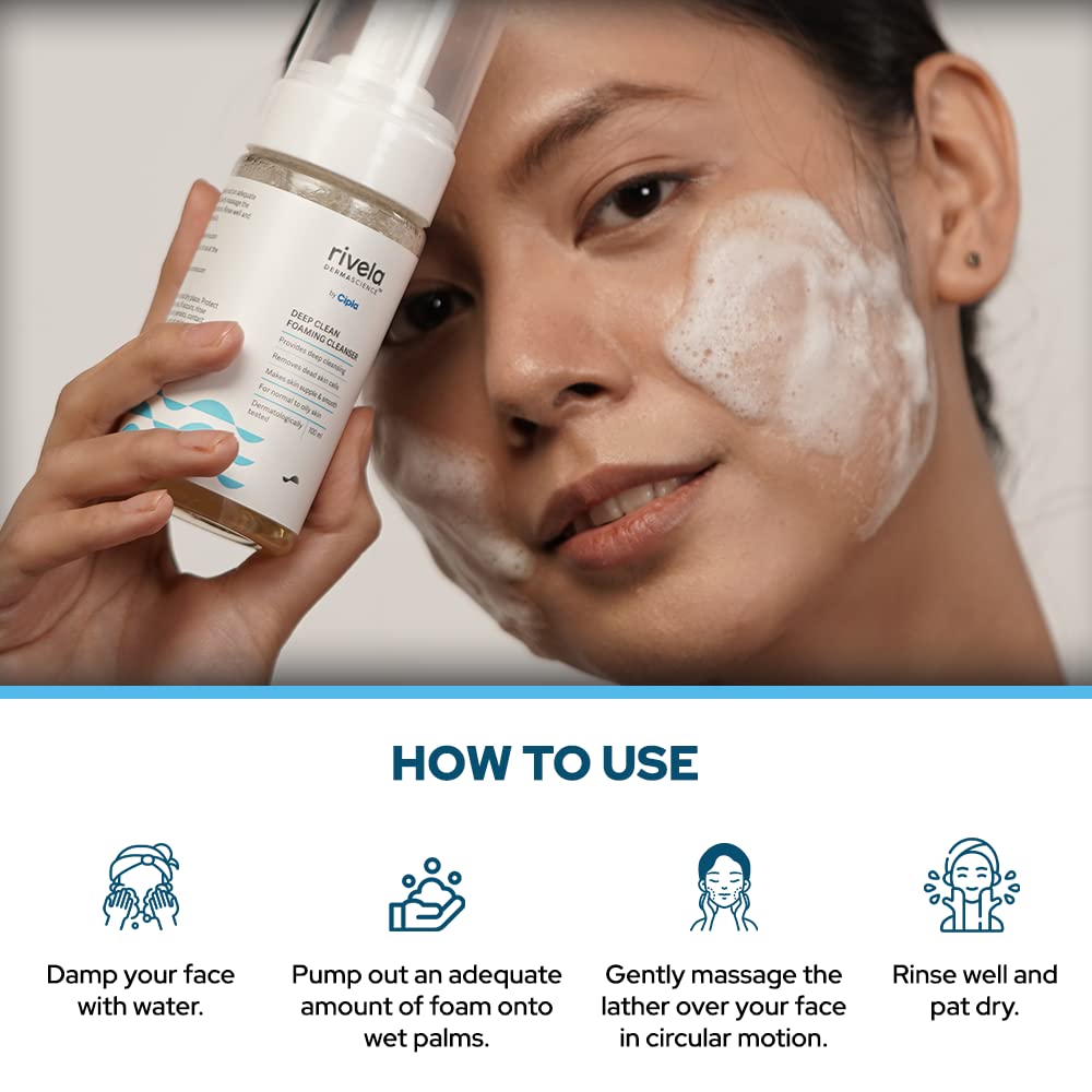 Rivela Dermascience Deep Clean Schäumender Gesichtsreiniger 100 ml 3er-Pack Für glatte, geschmeidige Haut