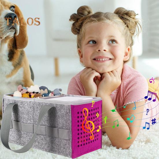 Wireless Speaker Felt Storage Bag Portable Handle 2 Compartments Large Capacity Foldable Audio Player Kids Stuffed Toy Snack Organizer Carrying