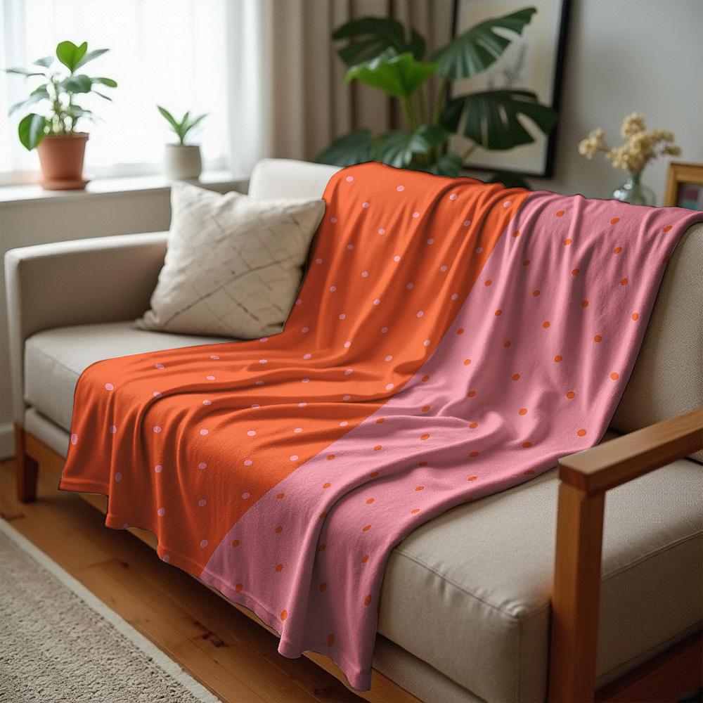 Two Tone Oval Dot Anime Cartoon Flannel Blanket Soft Warm Throw for Bedroom Sofa Car Kids Holiday Gift