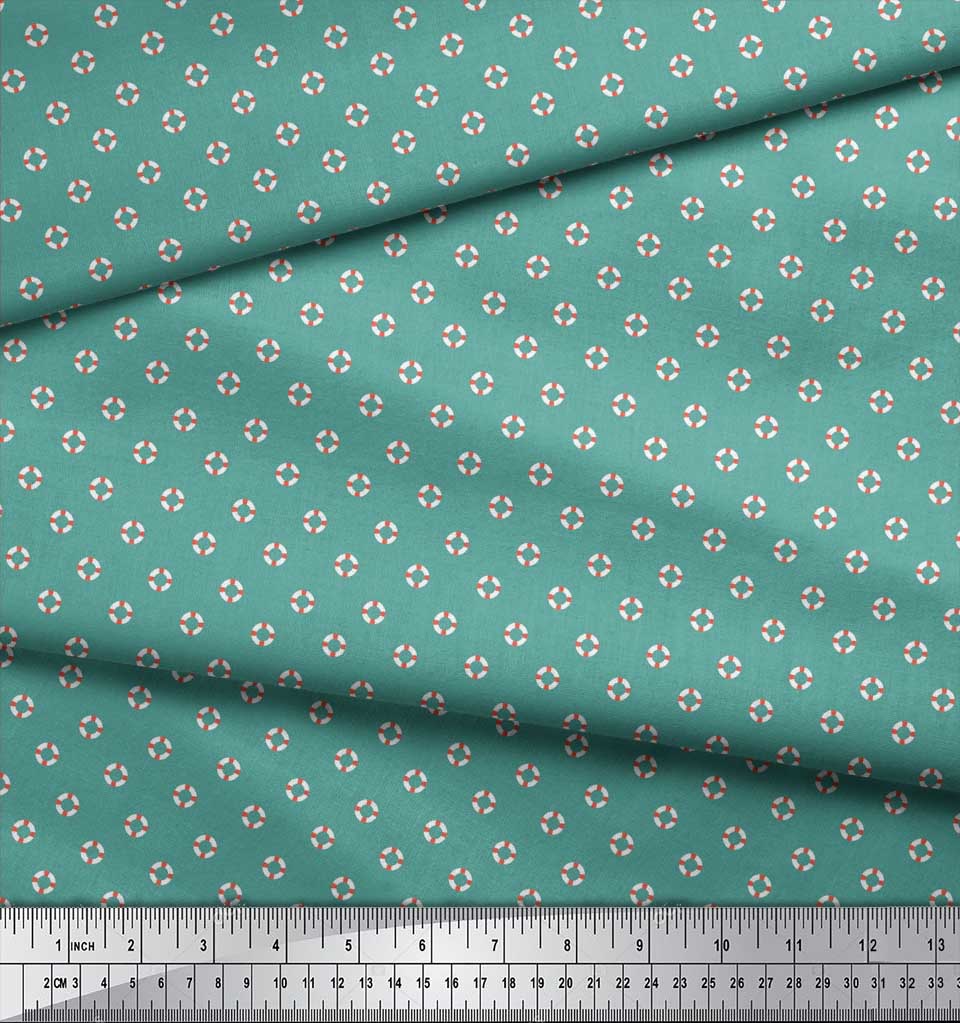 Soimoi Japan Crepe Satin Fabric Swimming Ring Small Printed Craft Fabric by the metre 42 Inch