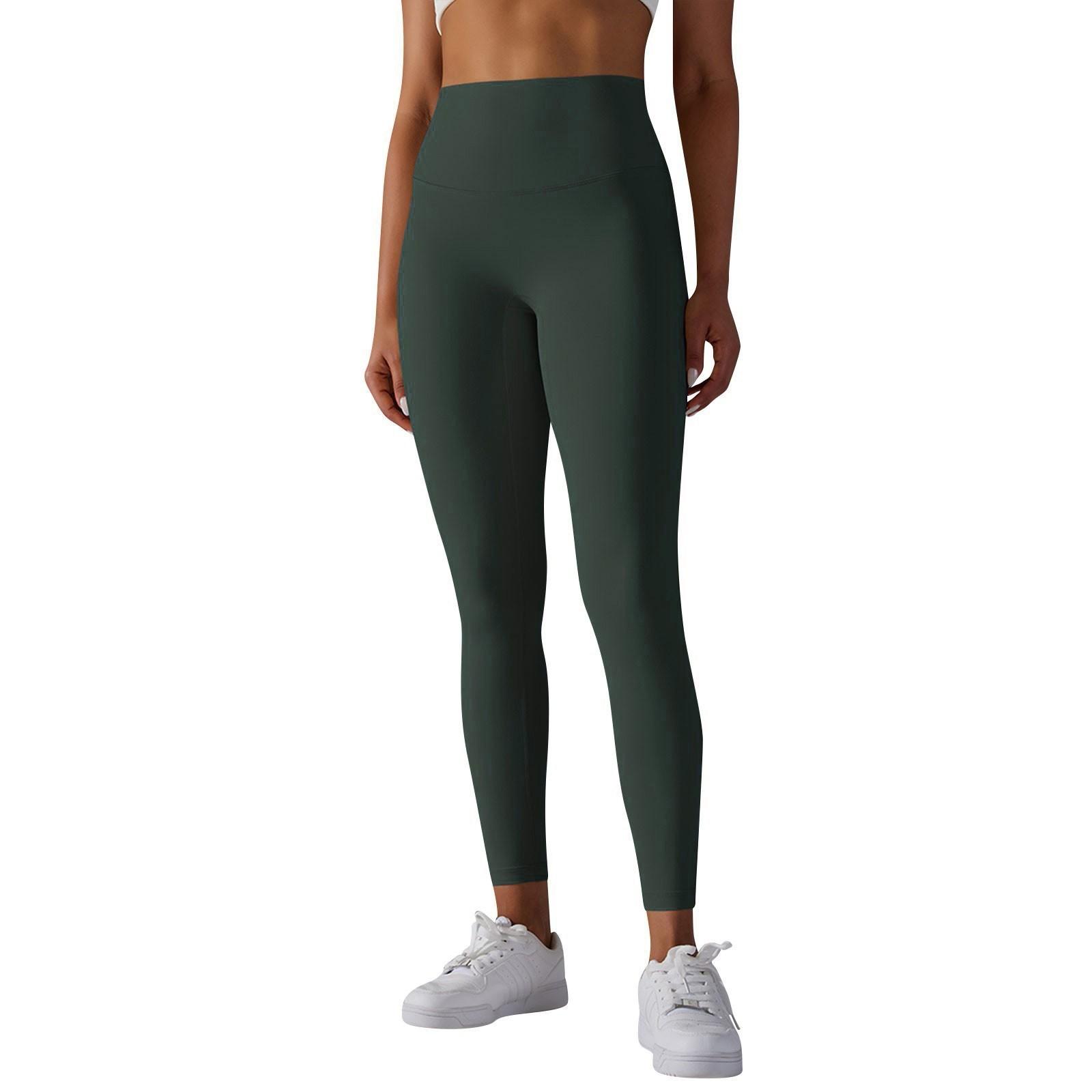 

Женские повседневные, сексуальные и удобные однотонные узкие эластичные спортивные штаны для фитнеса с высокой талией и девятью точками для йоги XL темно-зеленого