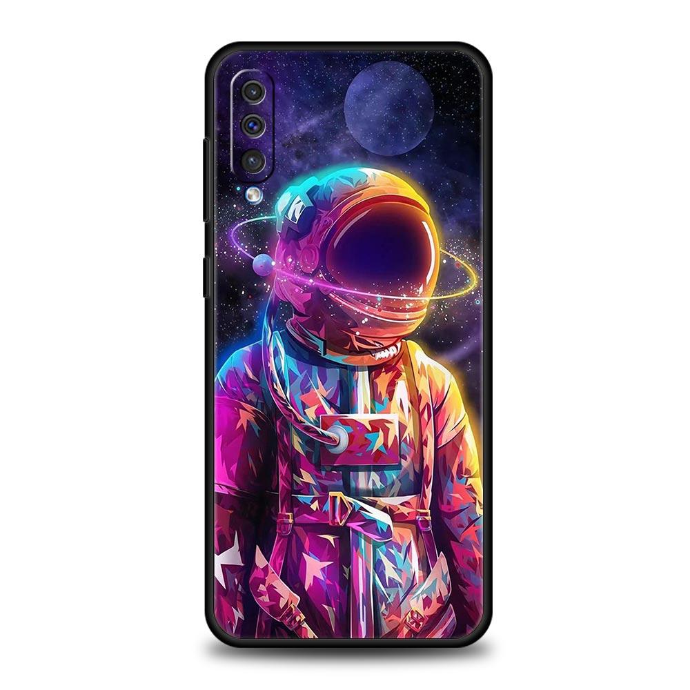 Cute Astronaut Moon Phone Case For Samsung Galaxy A12 A32 A50 A70 A20E A20S A10 A10S A22 A30 A40 A42 A52 5G A02S A04s Soft Cover