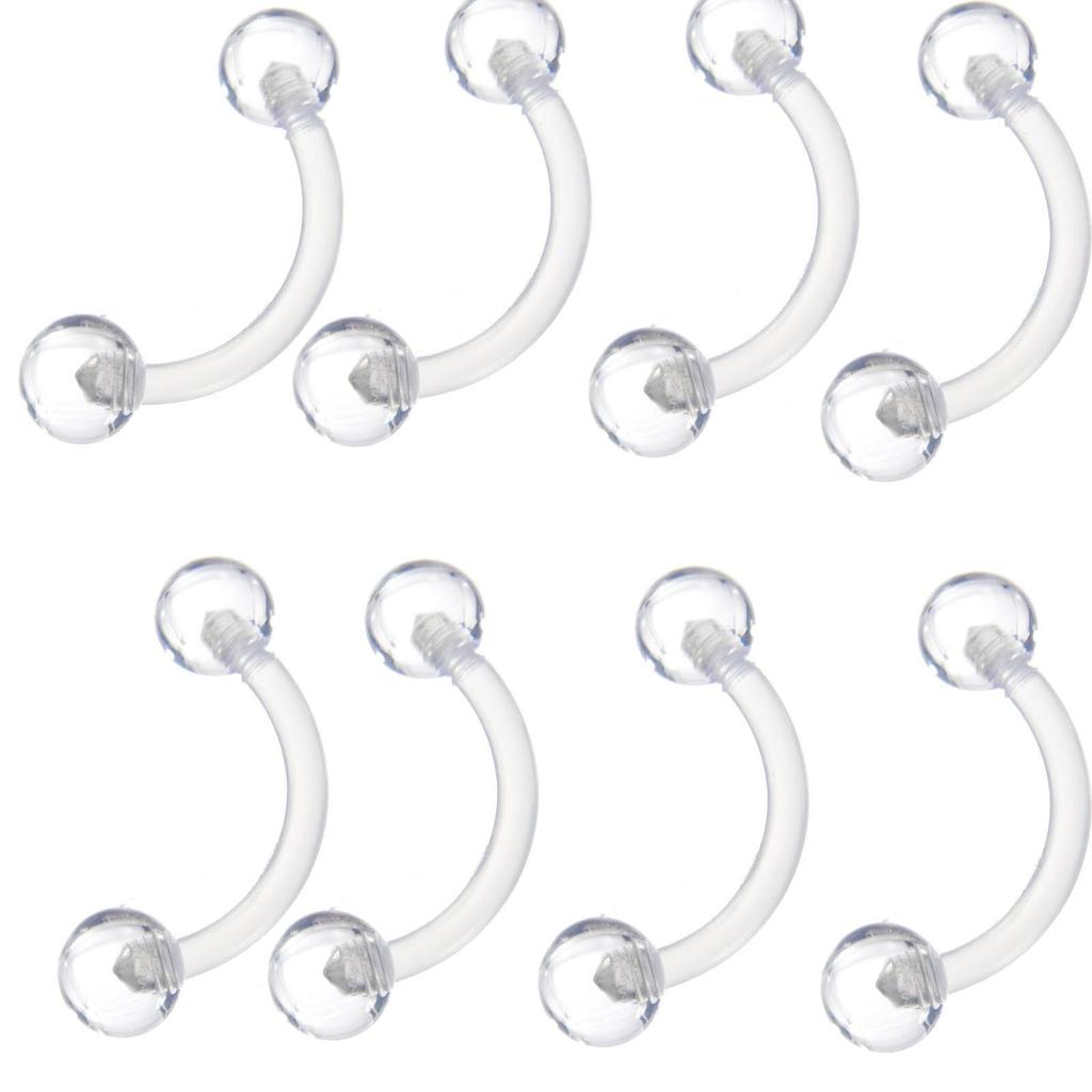 Acrylic Silicone Tongue, Ear, Navel, Eyebrow, Nose Piercing Jewelry with Transparent Bar and Bead
