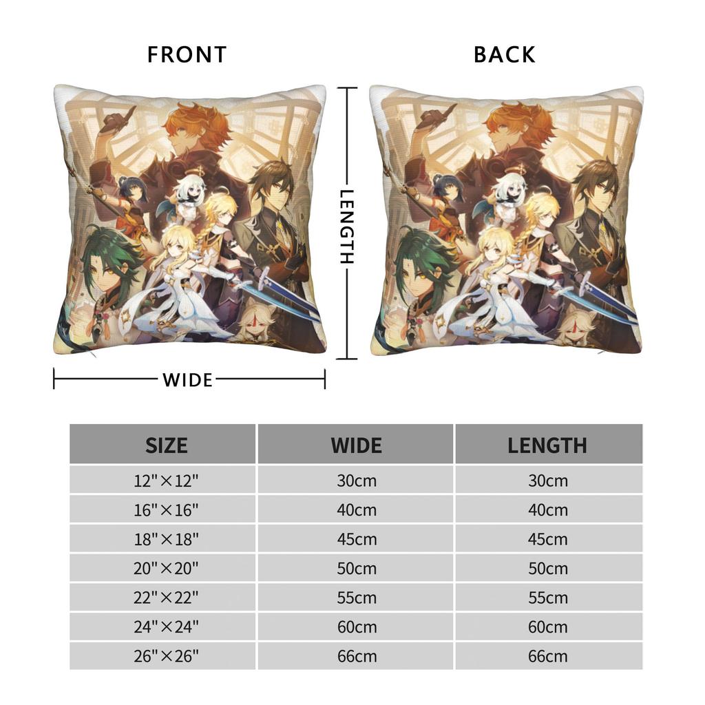 Genshin Impact Poster Pillowcase Printed Fabric Cushion Cover Decoration Anime Game Pillow Case Cover Bedroom Drop Shipping