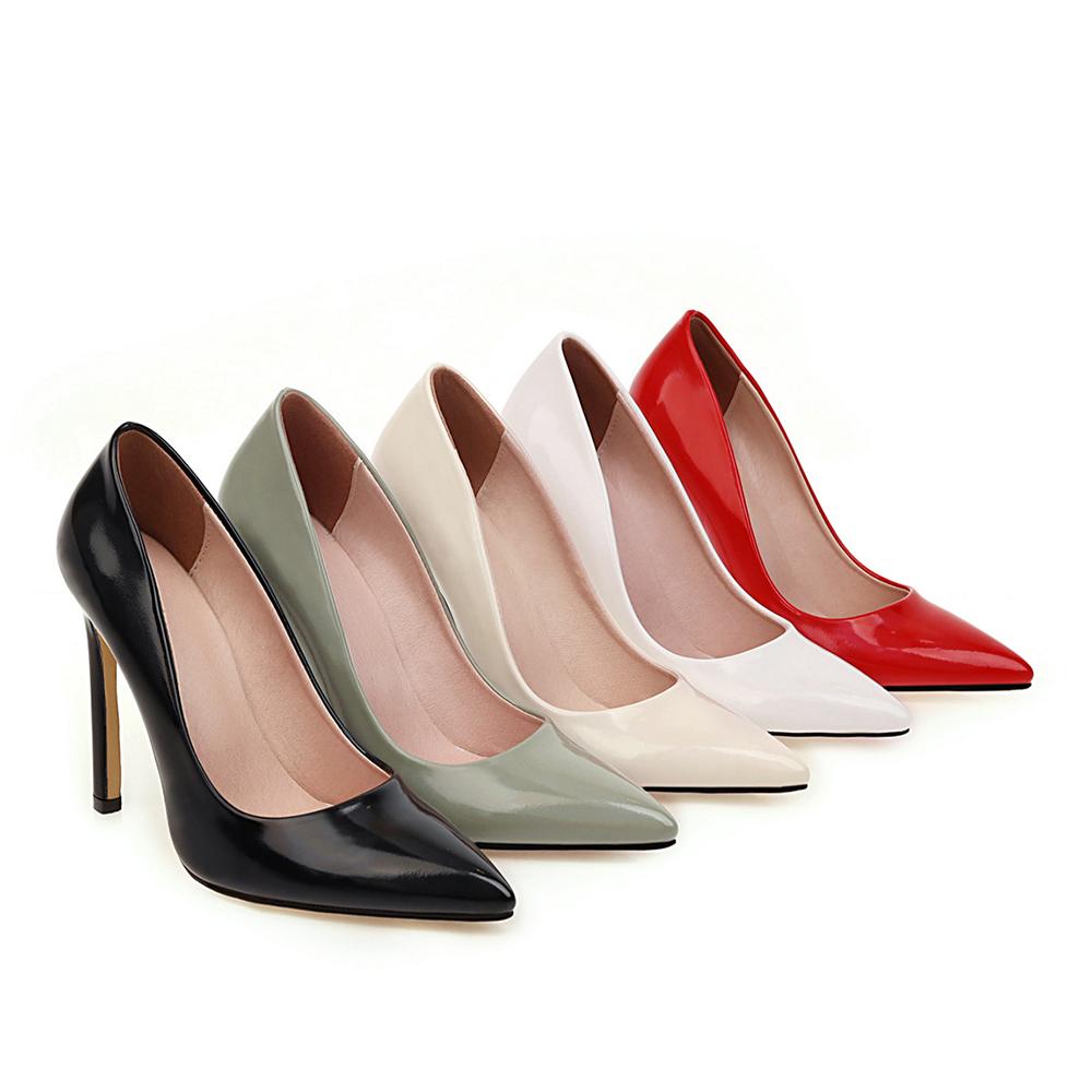 Spring Red Women Pumps Formal Pointed Toe High Stiletto Heel Big Plus size 48