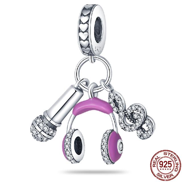 Se potrivește mărgele de brățară Nou în argint 925 Căști pentru muzică Seria inimii Brelocuri Bijuterii DIY pentru femei Cadou