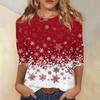 Women's Fashion Casual Christmas Printed Round Neck Long Sleeve Pullover Top