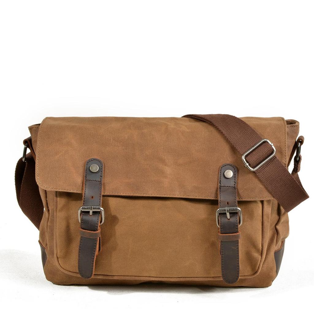 Mukawa Men's Water-Repellent Canvas Crossbody Messenger Bag - Retro Sports Shoulder Bag