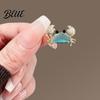 Alloy Crab Pin Women Brooch Sparkling Rhinestones Blue Shell Small