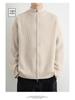 Men's Stand Collar Double Zipper Cardigan Sweater - High-End Lazy Style for Autumn and Winter