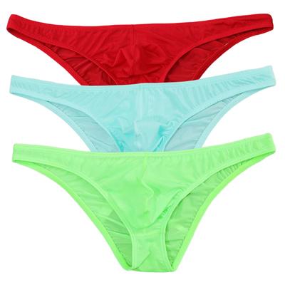 Bolsa de ropa interior erótica para hombre, bragas sin costuras, calzoncillos de seda de hielo, ropa interior de cintura baja, ultrafina y Sexy