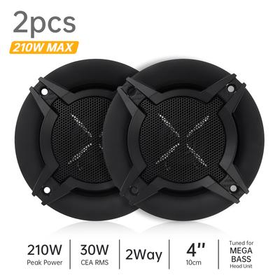 2pcs 4 Inch 210W 2-Way Coaxial Car HiFi Speakers Full High Power Handling Silk Dome Tweeter Weatherproof Universal