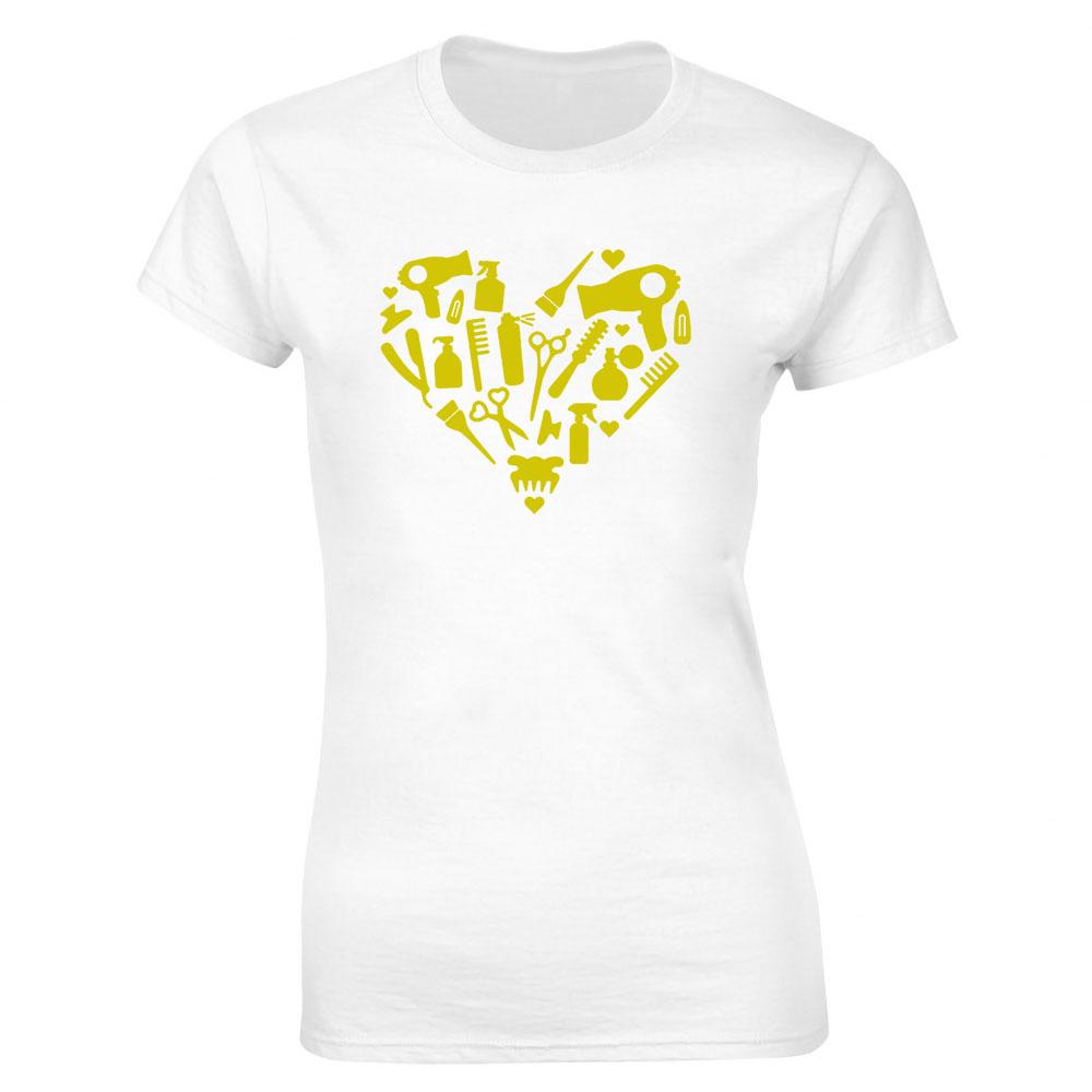 Hairdressing Hearbeat Barber Print Cotton Casual  Tshirt Women Funny T Shirt for Lady Streetwear Regular Top Tee